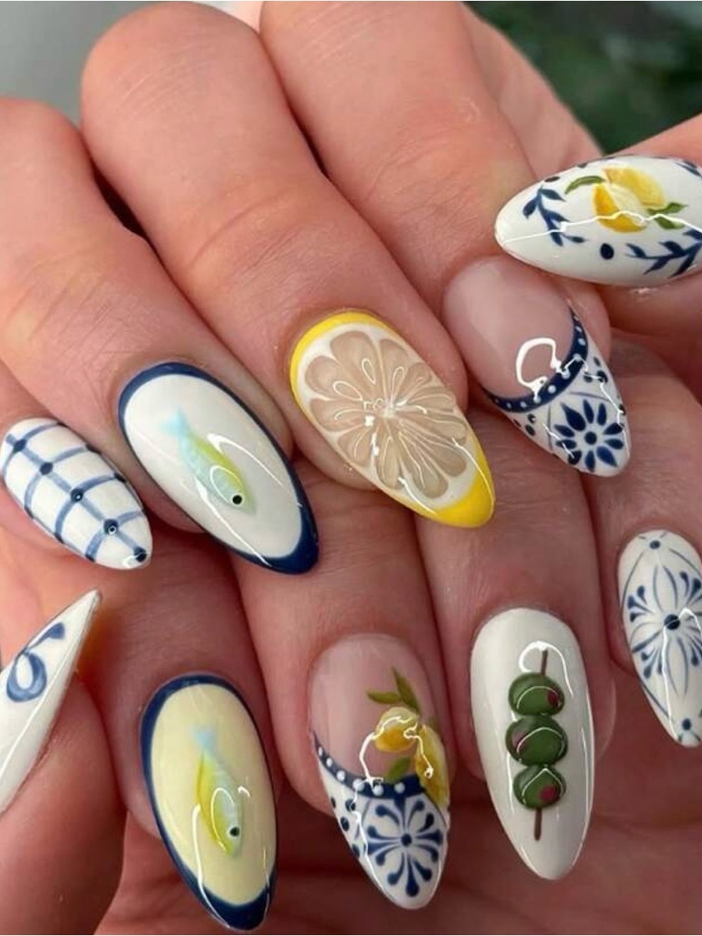 3D decorative summer coast glue on nail set